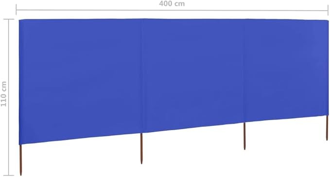 Blue 3-Panel Outdoor Wind Screen 400x80cm Camping Garden Privacy Divider Shelter