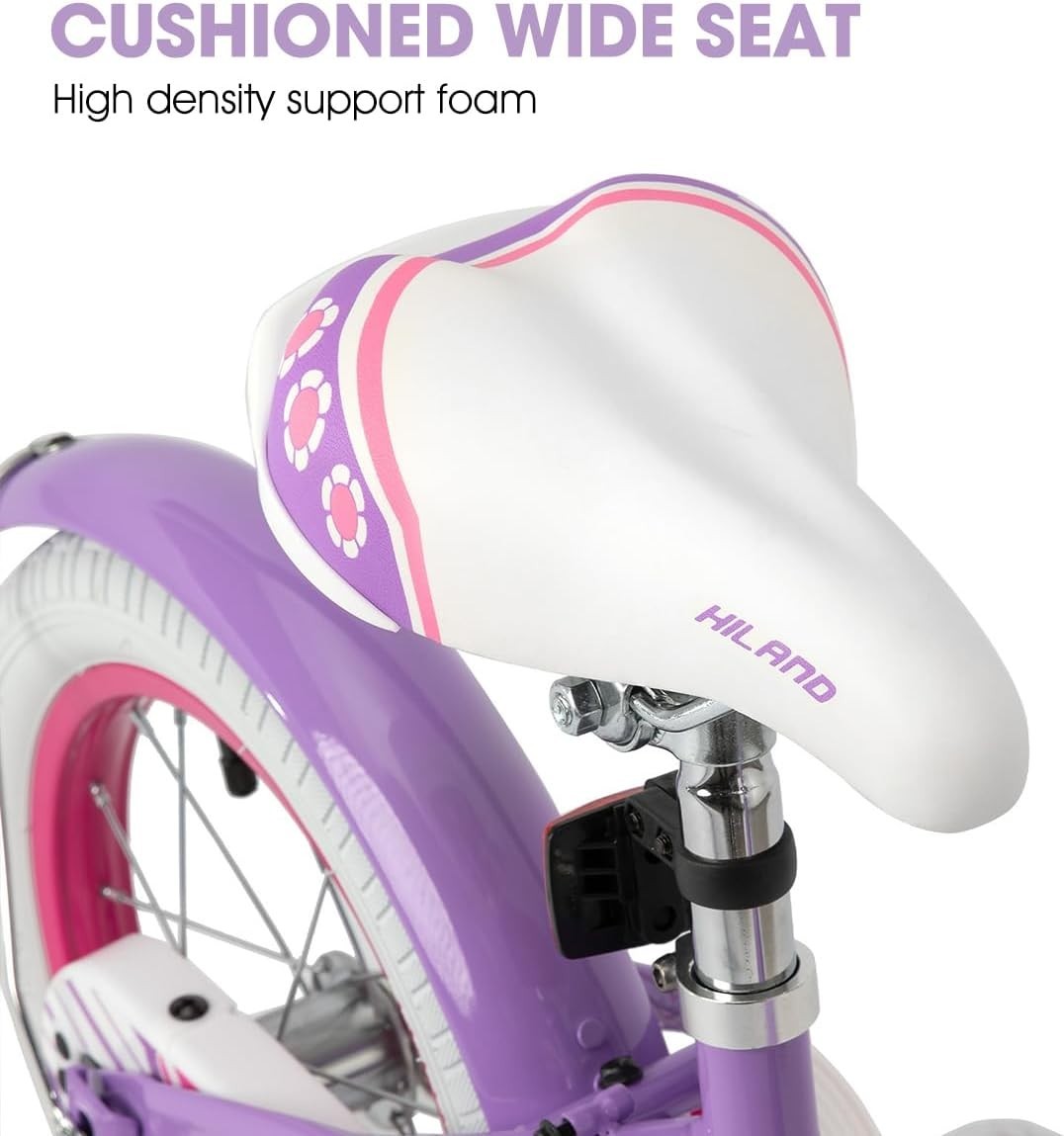 14 Inch Girls Bike with Stabilisers Basket Dual Brakes Bicycle Age 3-5