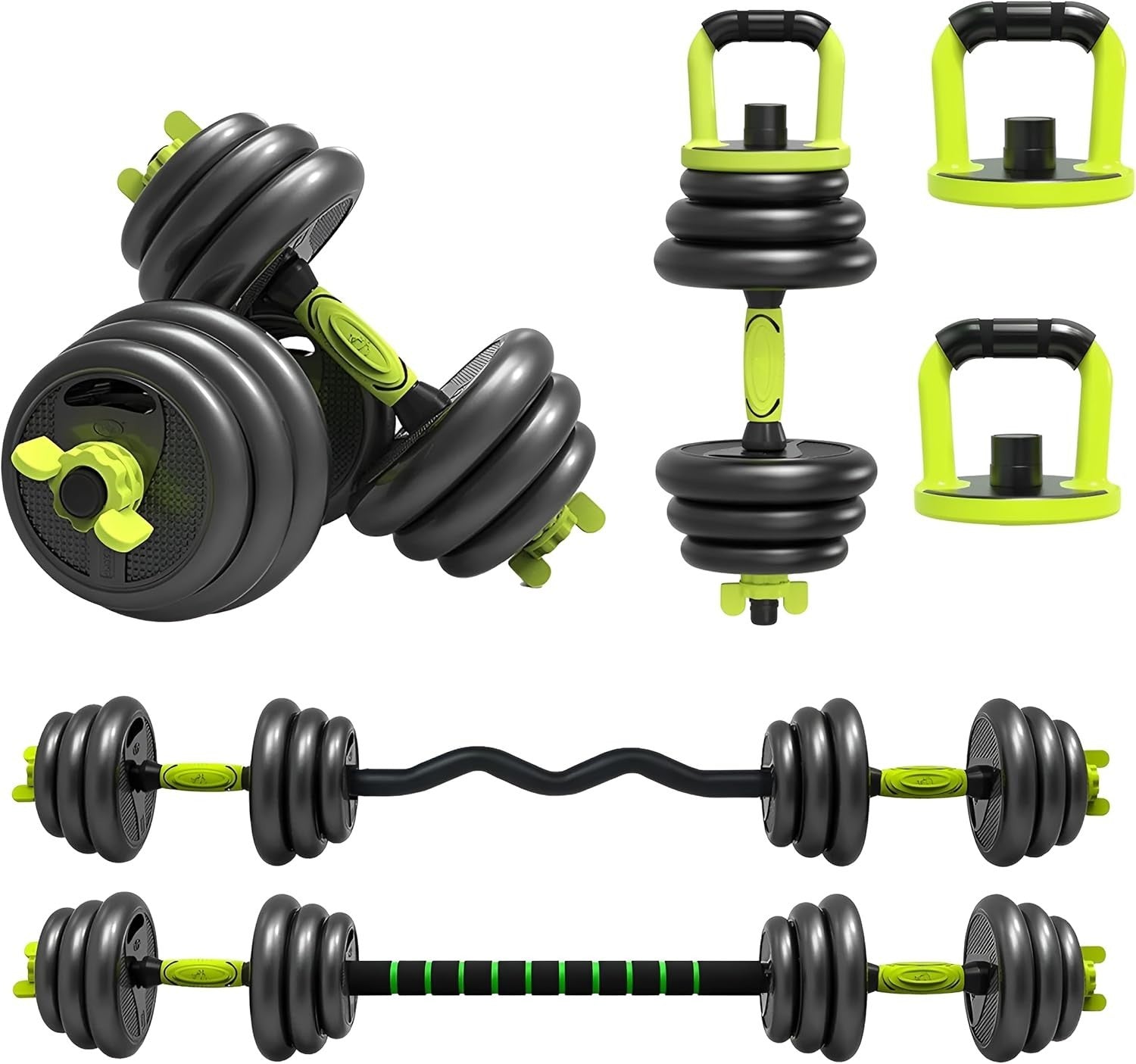 20kg Adjustable 6-in-1 Home Gym Weights Dumbbell Barbell Kettlebell Set