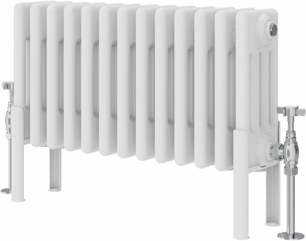 Quadruple Column Horizontal Radiator 300x605mm White Cast Iron Style