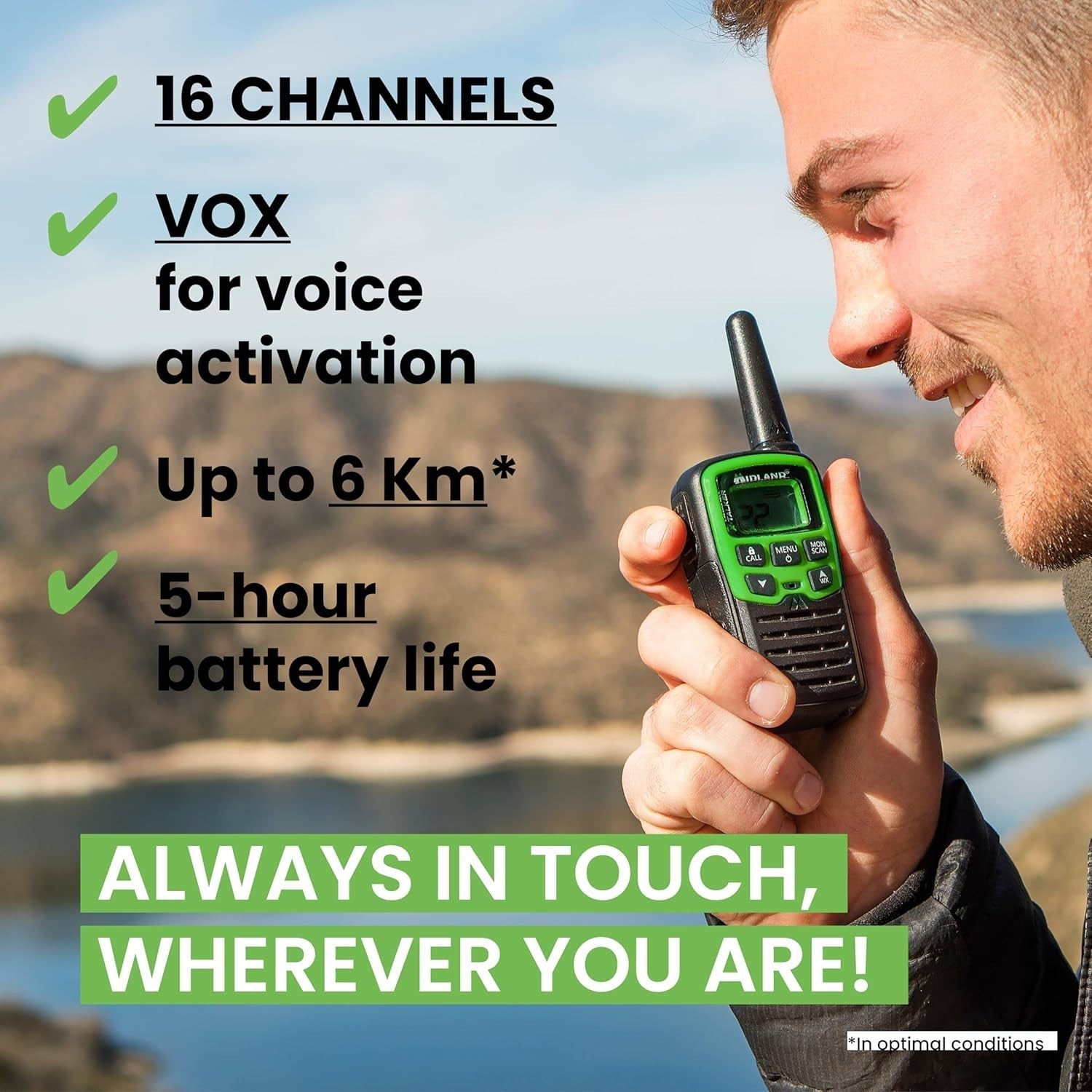 Rechargeable Family Walkie Talkies PMR446 VOX 16 Channel 2 Pack