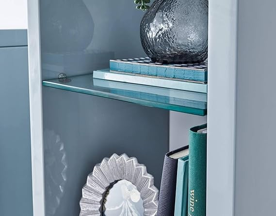 Modern LED Wall Display Cabinet – Floating Storage Unit with Glass Shelves