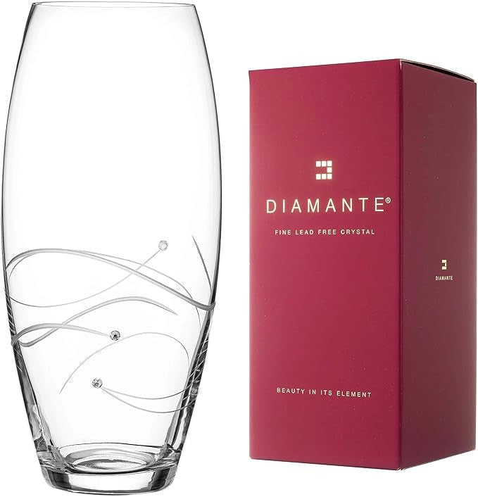 Clear Crystal Glass Vase 30cm Hand Cut Spiral Luxury Table Centrepiece