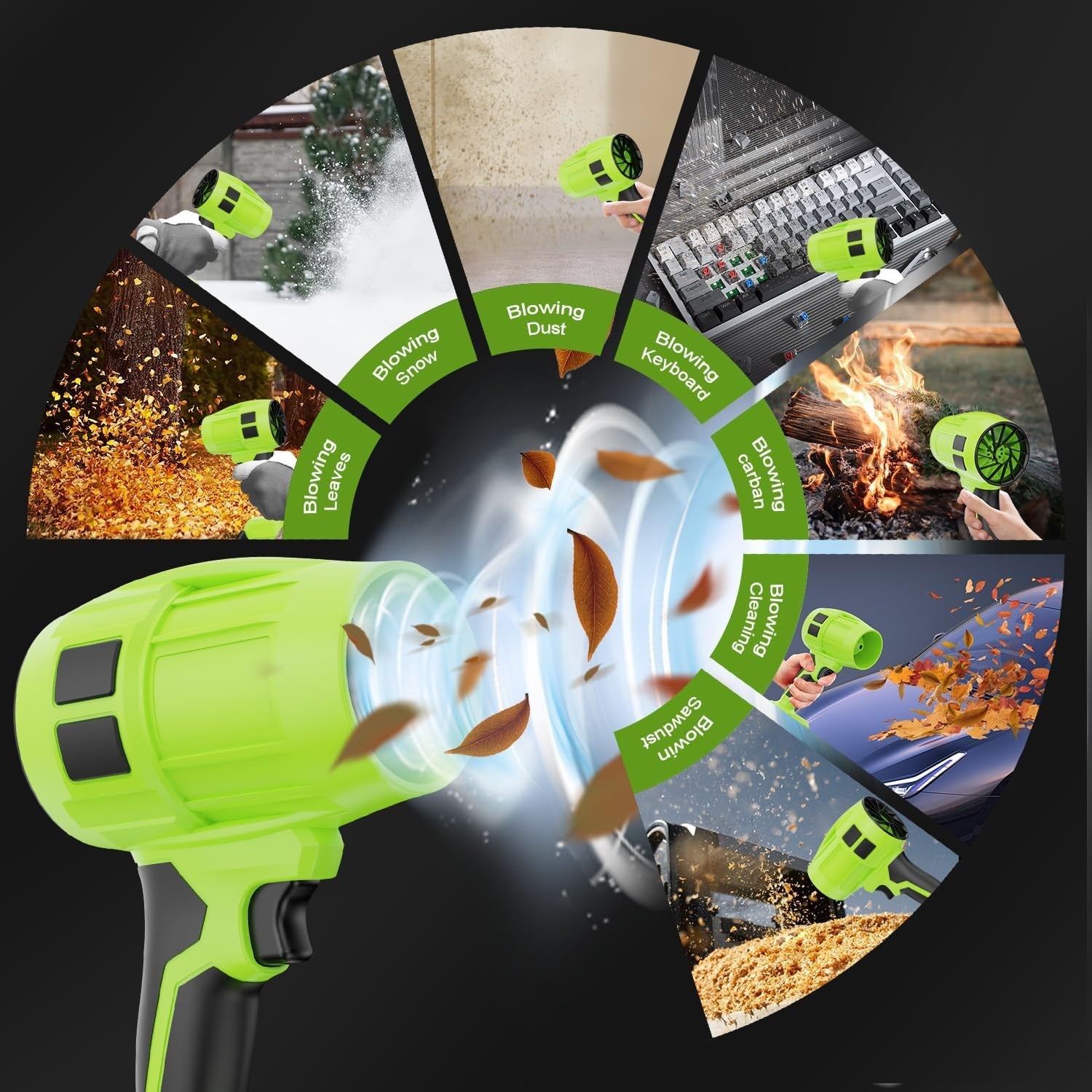 Cordless Leaf Blower 21V Dual Batteries 55000RPM Adjustable Speed Lightweight