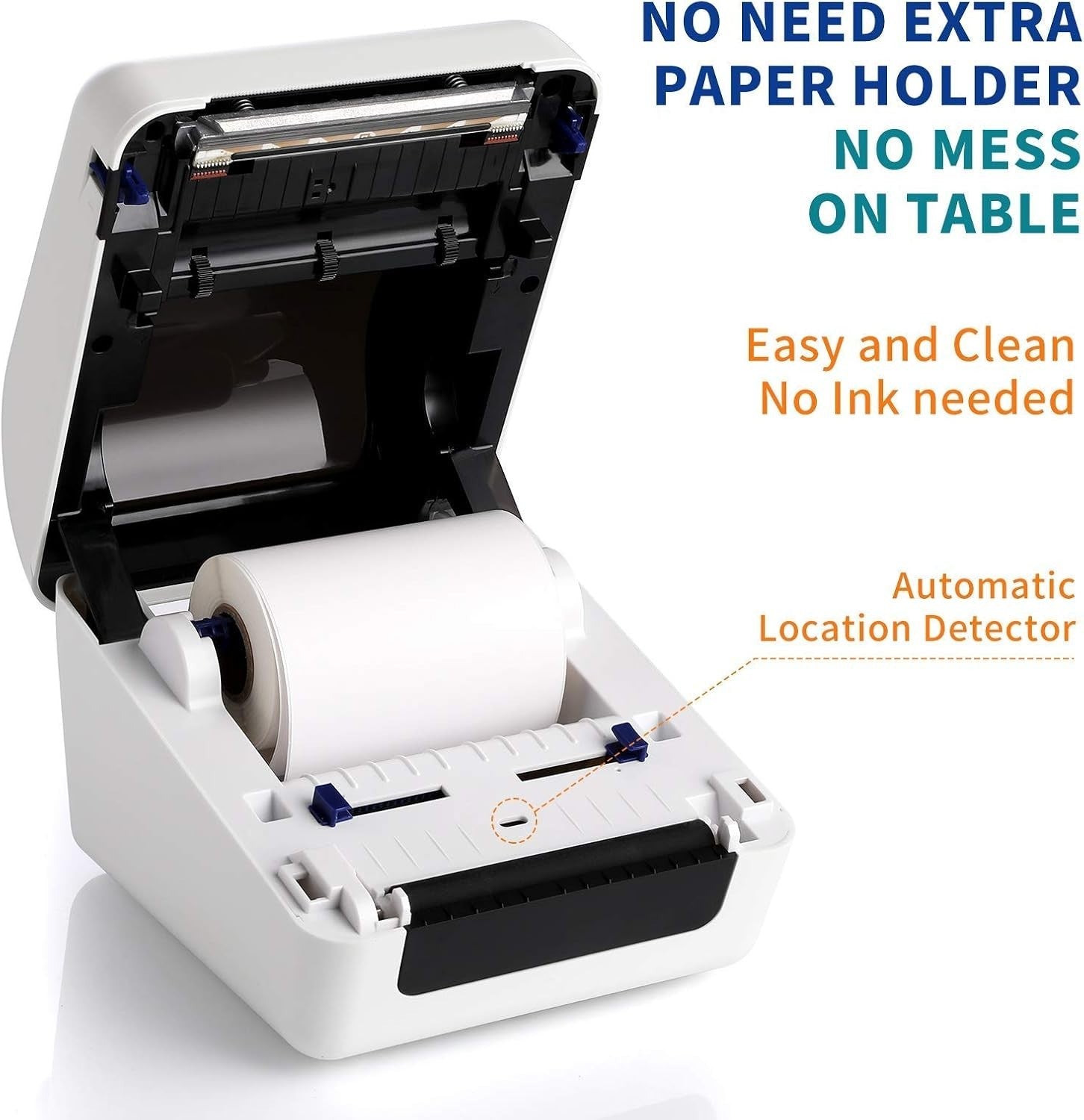 White 4x6 Bluetooth Thermal Label Printer, Wireless Shipping, Portable