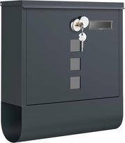 Lockable Wall Mounted Mailbox Anthracite Grey Secure Post Box with Holder