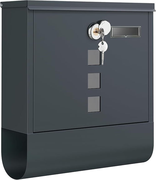 Lockable Wall Mounted Mailbox Anthracite Grey Secure Post Box with Holder