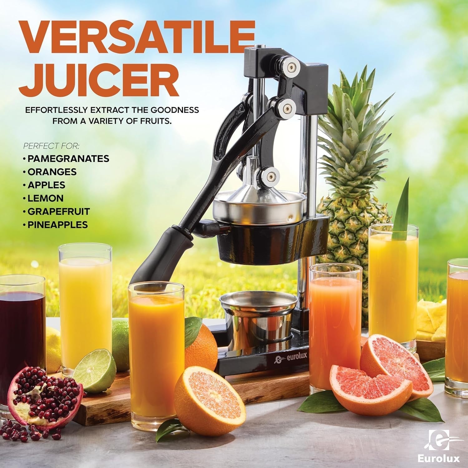Commercial Manual Citrus Juicer Cast Iron Hand Press with Steel Cup