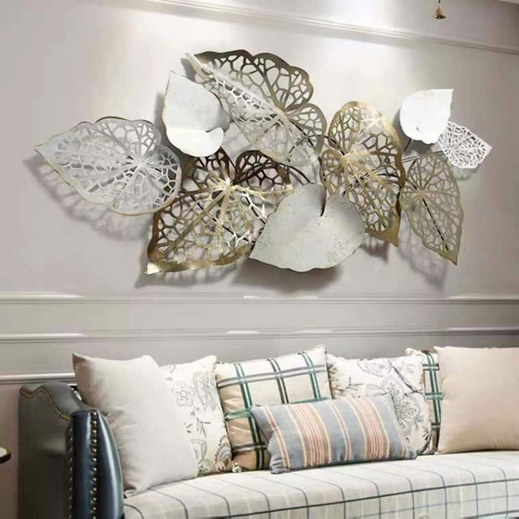 Large Metal Leaves Wall Art Sculpture 143cm Luxury Modern Living Room Decor