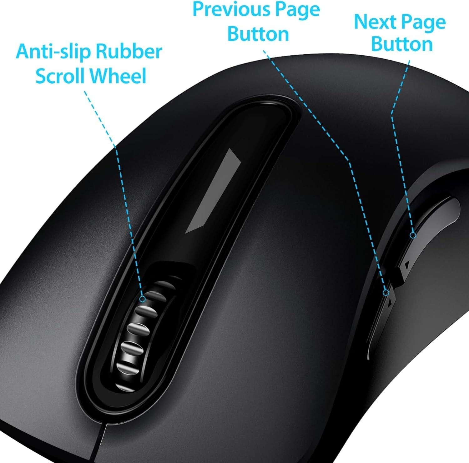 Matte Black Wireless Mouse 1400 DPI USB Silent 5 Button PC