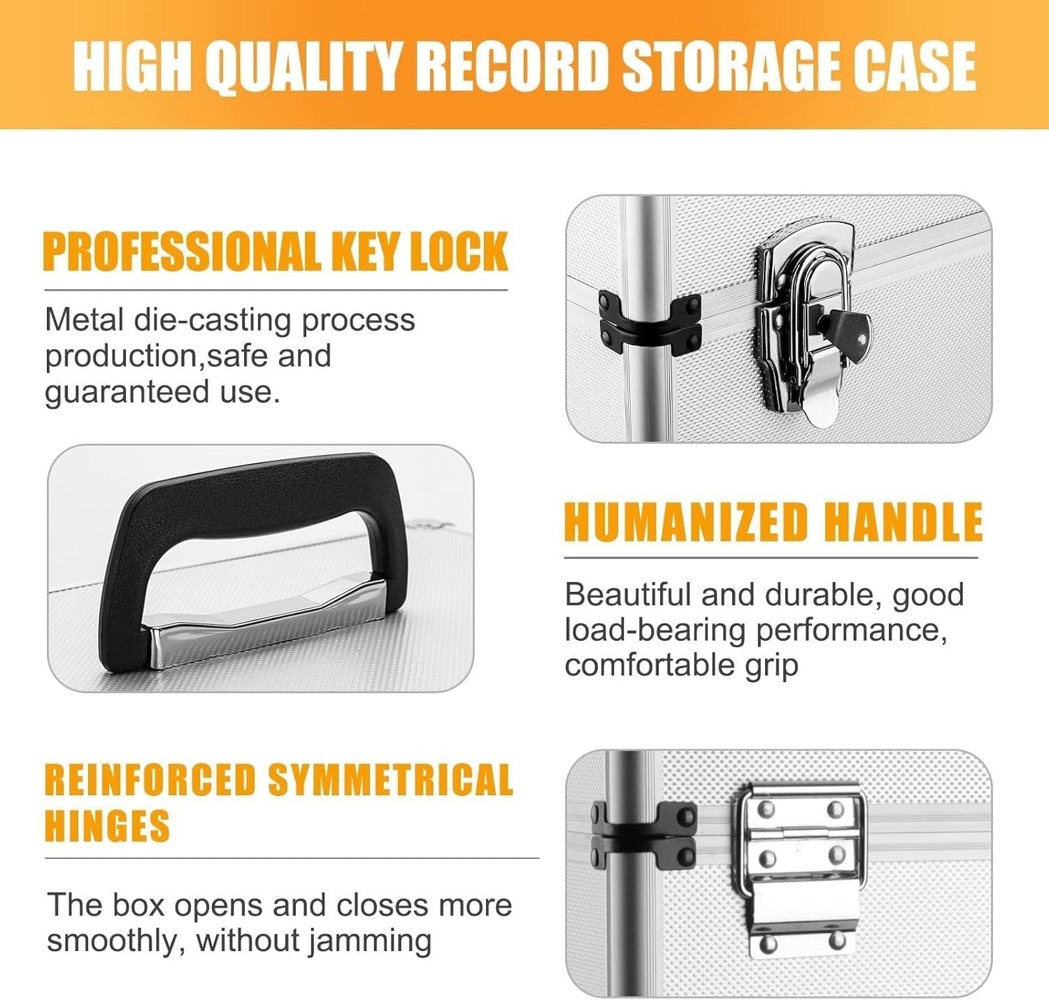 12" Vinyl Record Storage Case Lockable Aluminium DJ Flight Box 100 LPs