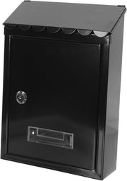 Lockable Wall Mounted Mailbox Black Iron Secure Outdoor Post Box Large & Stylish