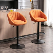 Bar Stools Set of 2 | Orange L-Shaped Adjustable Counter Chairs