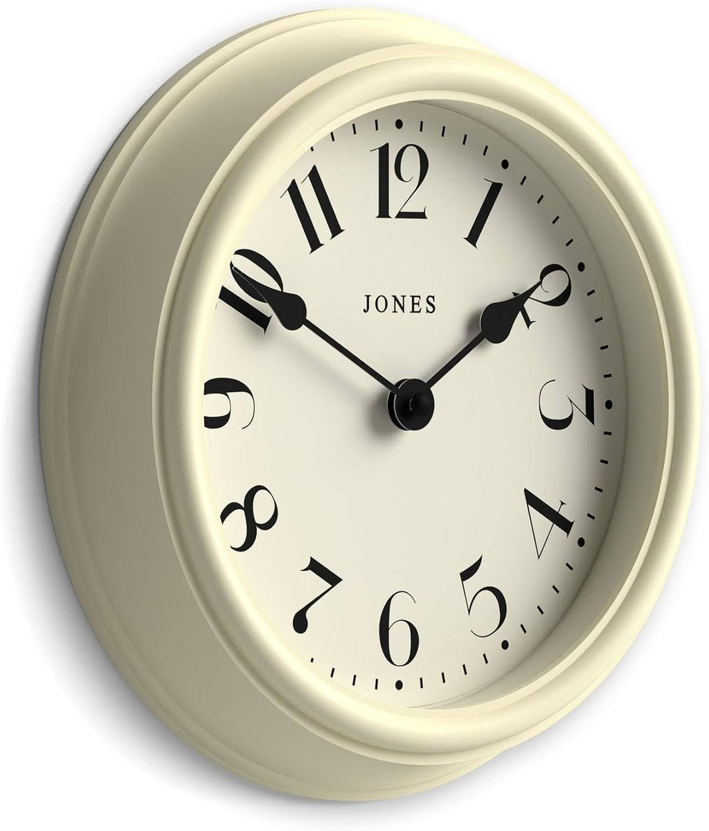 23cm Cream Wall Clock Modern Classic Design | Quiet Quartz | Kitchen Bedroom Off