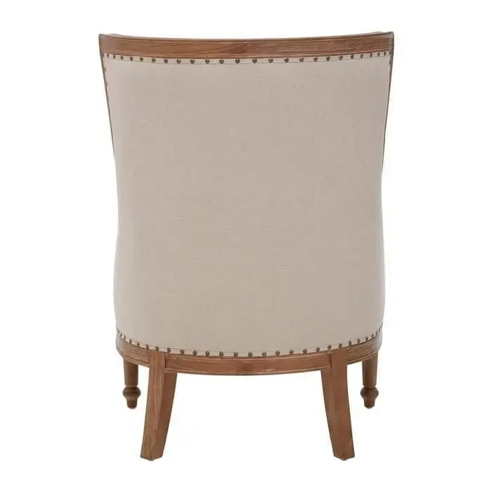 High Back Cream Accent Chair Mahogany Frame Vintage Throne Style Seat