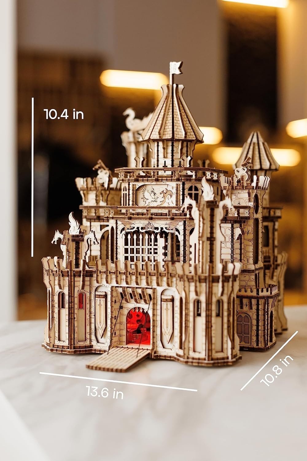 3D Wooden Puzzle Castle Kit w/ LED, Rotating Towers – 978 Pcs Gift Set