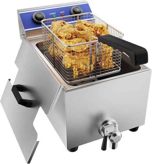 6L Commercial Deep Fat Fryer 2500W Stainless Steel Timer Countertop