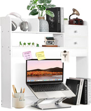 White 4-Tier Desktop Bookshelf Desk Hutch Organiser Space-Saving Storage Rack