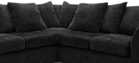 Black 2C2 Corner Sofa 5 Seater – L Shape Fabric Suite with Scatter Cushions