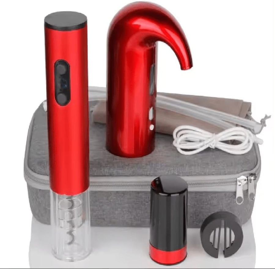 Automatic Wine Decanter Electric Aerator Stopper Corkscrew Set Case