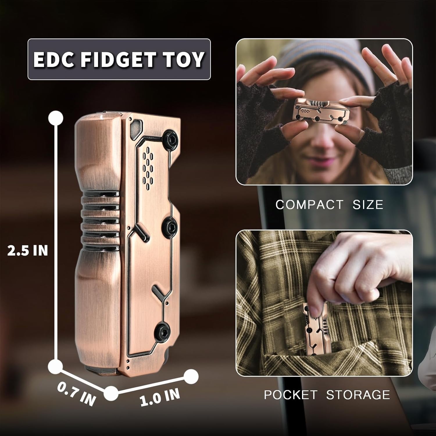 Copper Metal Fidget Slider EDC Stress Relief Clicker