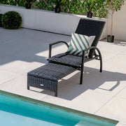 Rattan Patio Sun Lounger Recliner Chair – 5-Position Adjustable Backrest