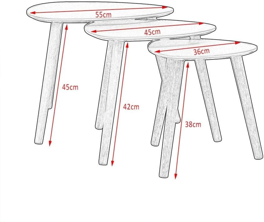 Nest of 3 Modern Coffee End Tables Gray Triangular Wood Space Saving Set