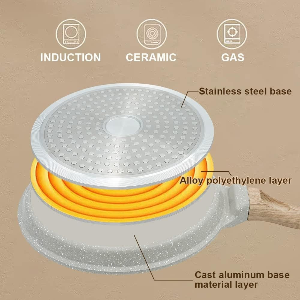 Non Stick Crepe Pan 20cm White Cast Pancake Skillet Induction Compatible