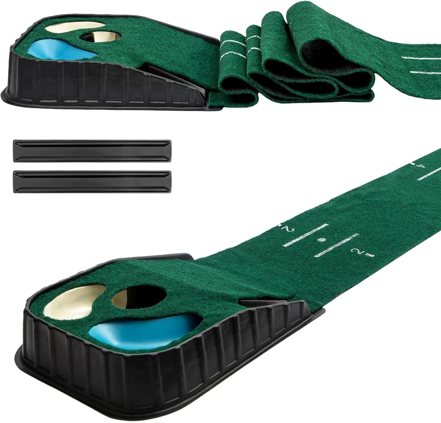 Golf Putting Mat Indoor Outdoor Training Set w/ Ball Return & Putting Cup