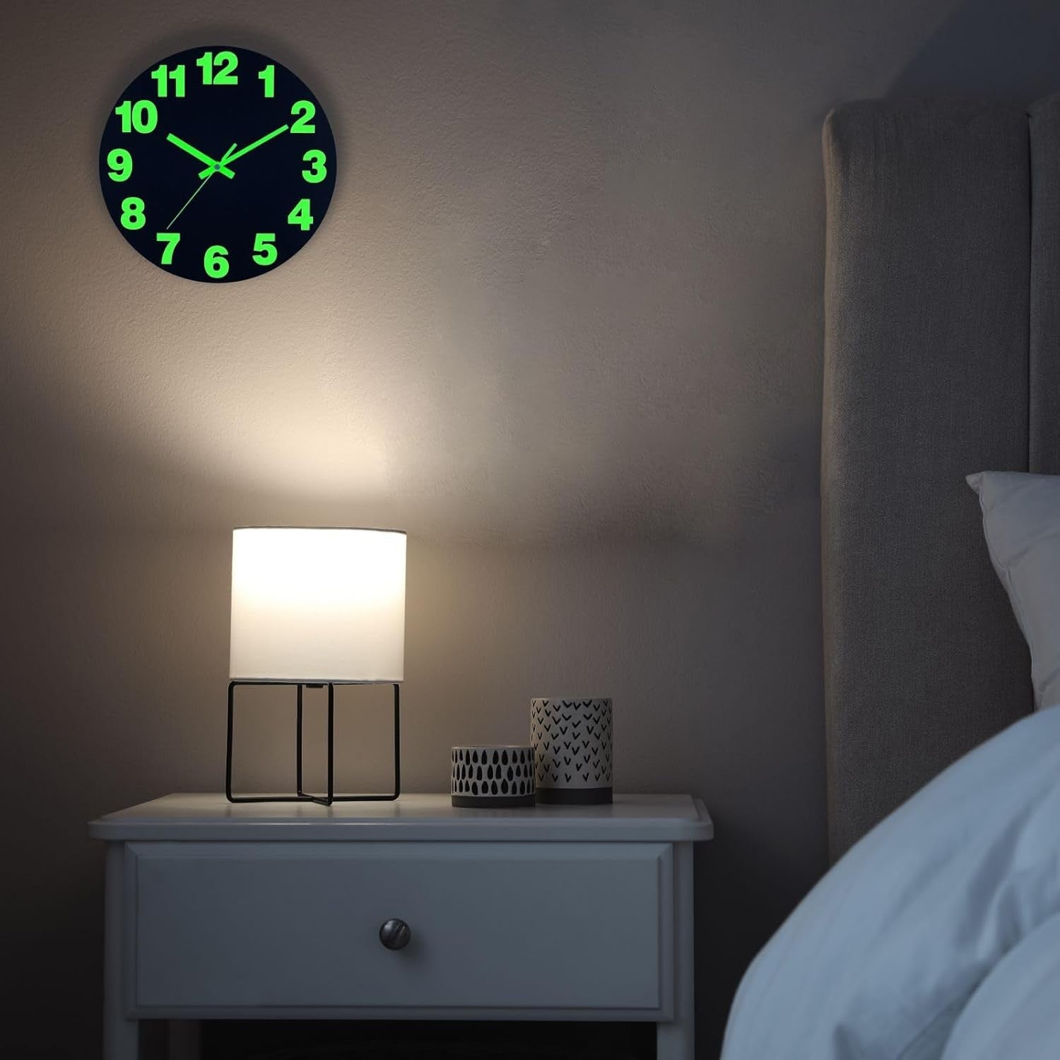 16" Glow-in-Dark LED Wall Clock Silent Quartz Large Luminous Numerals Bedroom