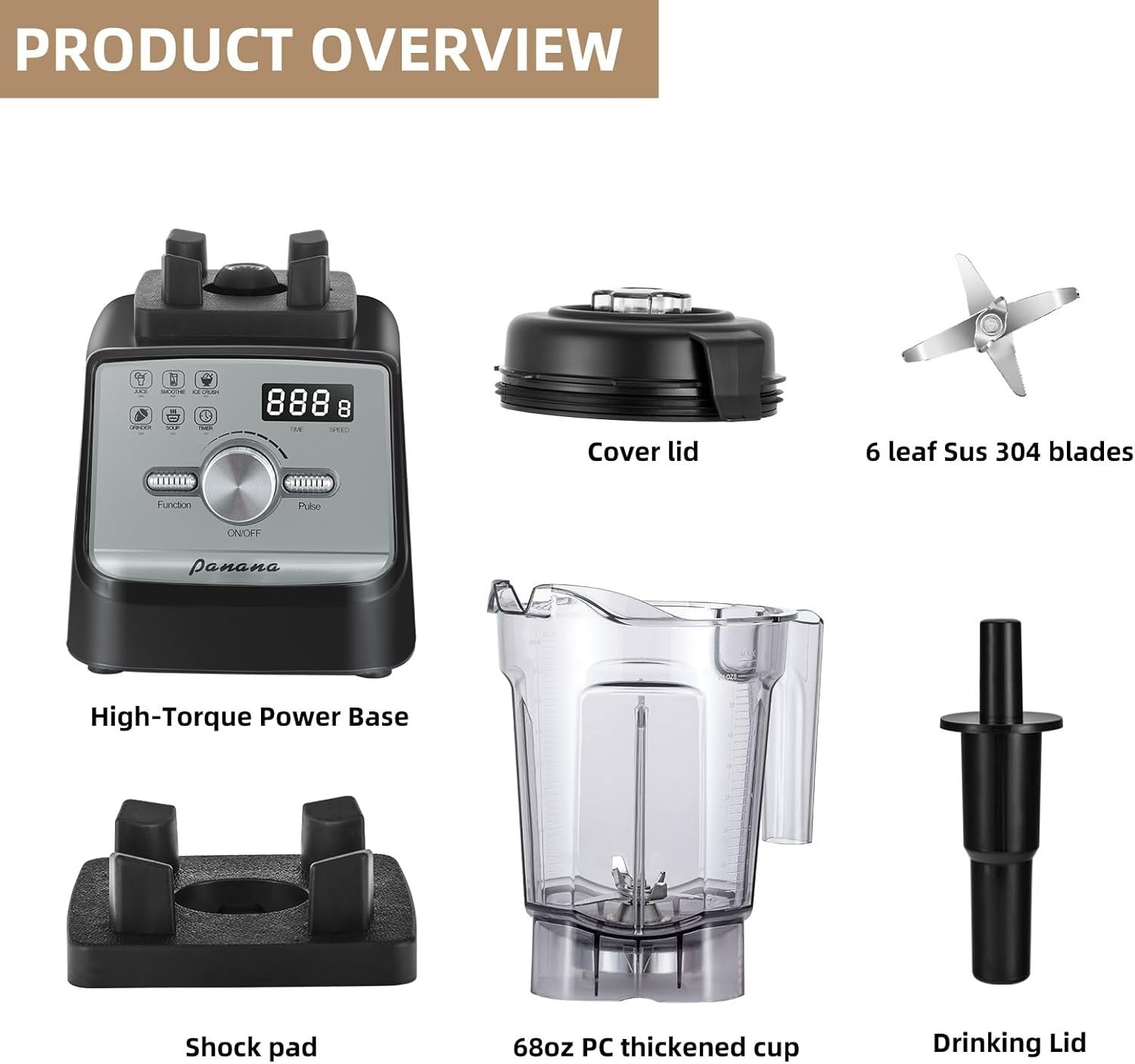 2200W ‎1.93 kgBlender Ice Crush Food Mixer 1.93L Jug Pulse Control