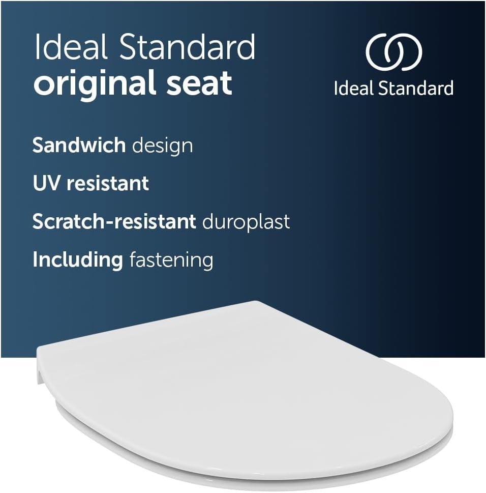 Connect Toilet Seat White Flat Durable Duroplast Stainless Hinges