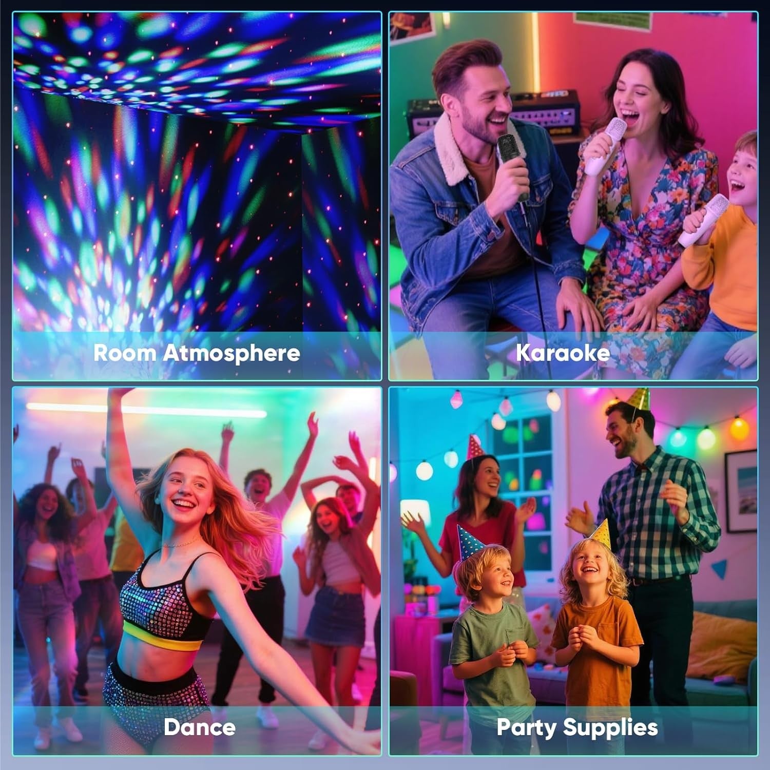 Kids Karaoke Machine with 2 Mics Bluetooth LED Party Speaker