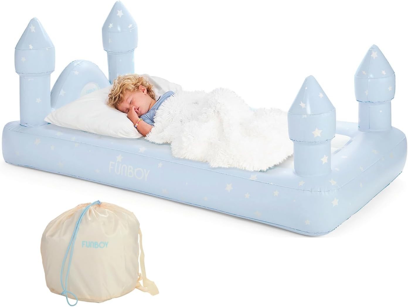 Kids Blue Inflatable Travel Bed Mattress with Carry Bag – Sleepovers