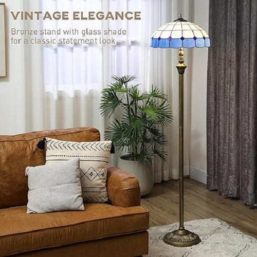 Tiffany Style Floor Lamp Stained Glass Vintage Standing Light 152cm Tall