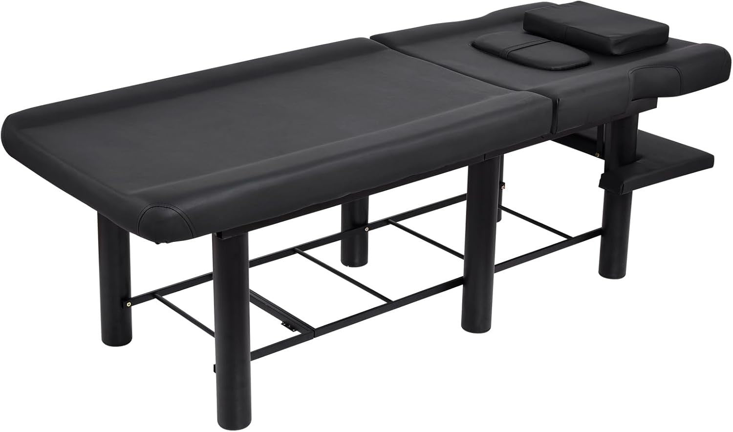 Wide Stationary Massage Table Adjustable Backrest Spa Beauty Face Bed