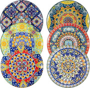 10.5 Inch Colourful Ceramic Dinner Plates Set of 6 Large Bohemian Plates
