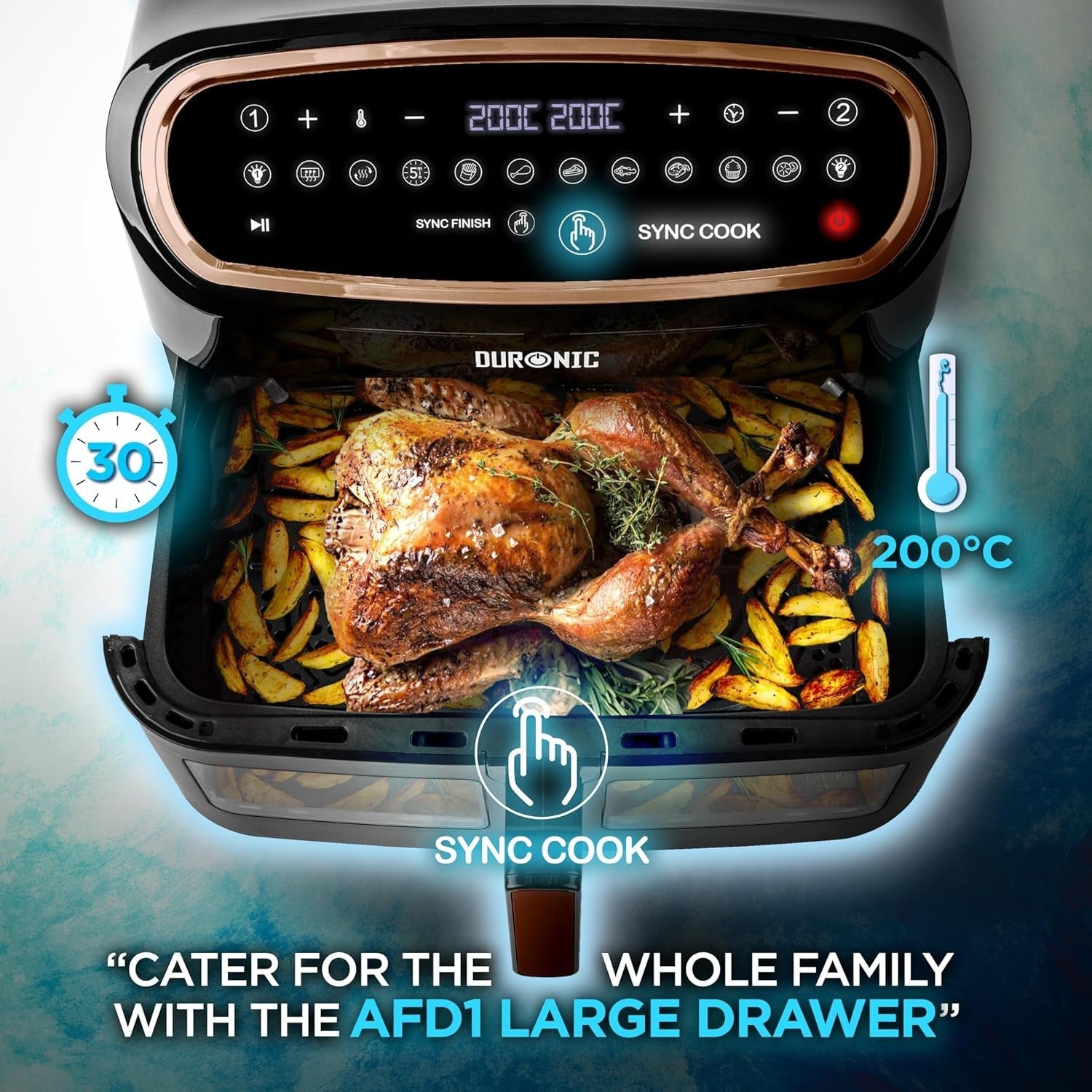 XL Triple Drawer Digital Air Fryer 10L | Dual Zone | 10-in-1 Presets | Viewing