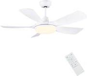30" Ceiling Fan with Light, 5 Blades, Remote, Dimmable LED