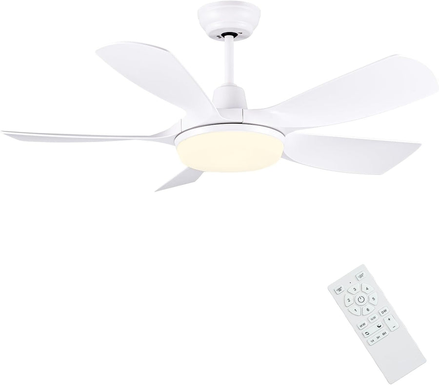 30" Ceiling Fan with Light, 5 Blades, Remote, Dimmable LED