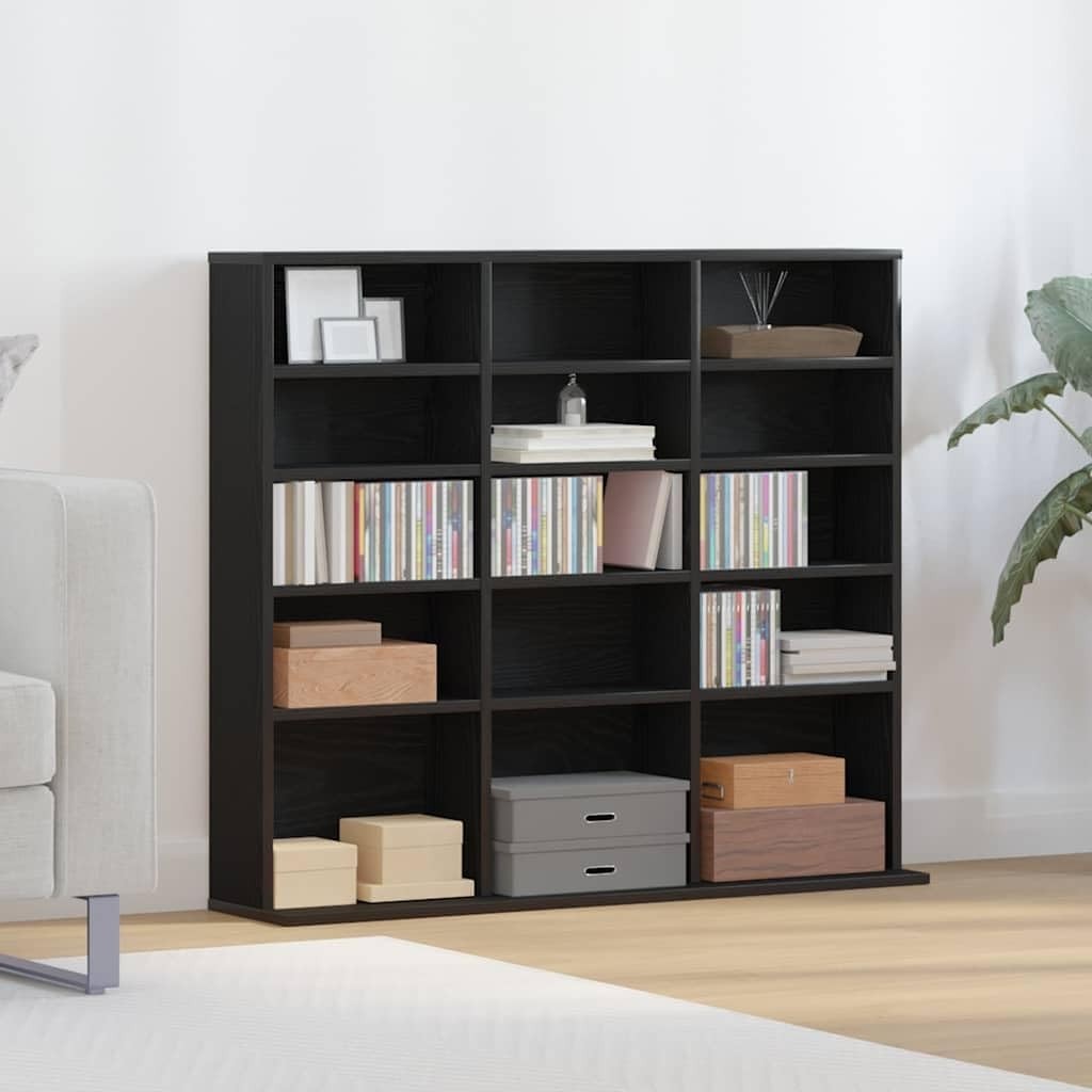 Black Oak CD DVD Storage Cabinet Media Shelf Bookcase Organizer 100cm