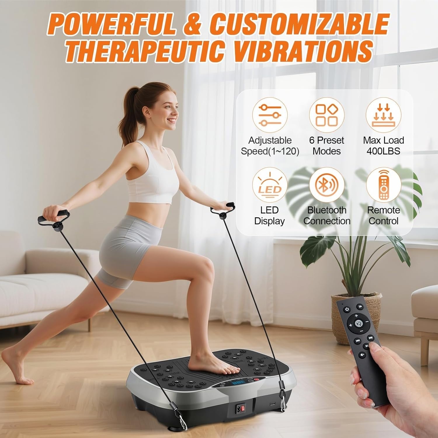 Silver Grey Vibration Plate Exercise Machine 99 Levels Weight Loss