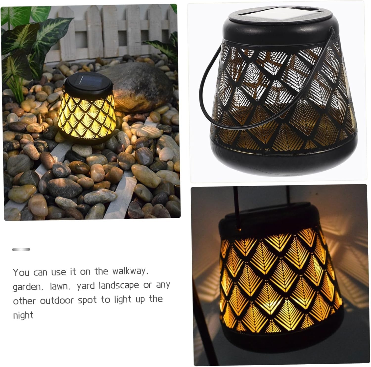 Solar Lantern for Garden, Creative Hollow Design Outdoor LED Light IP55