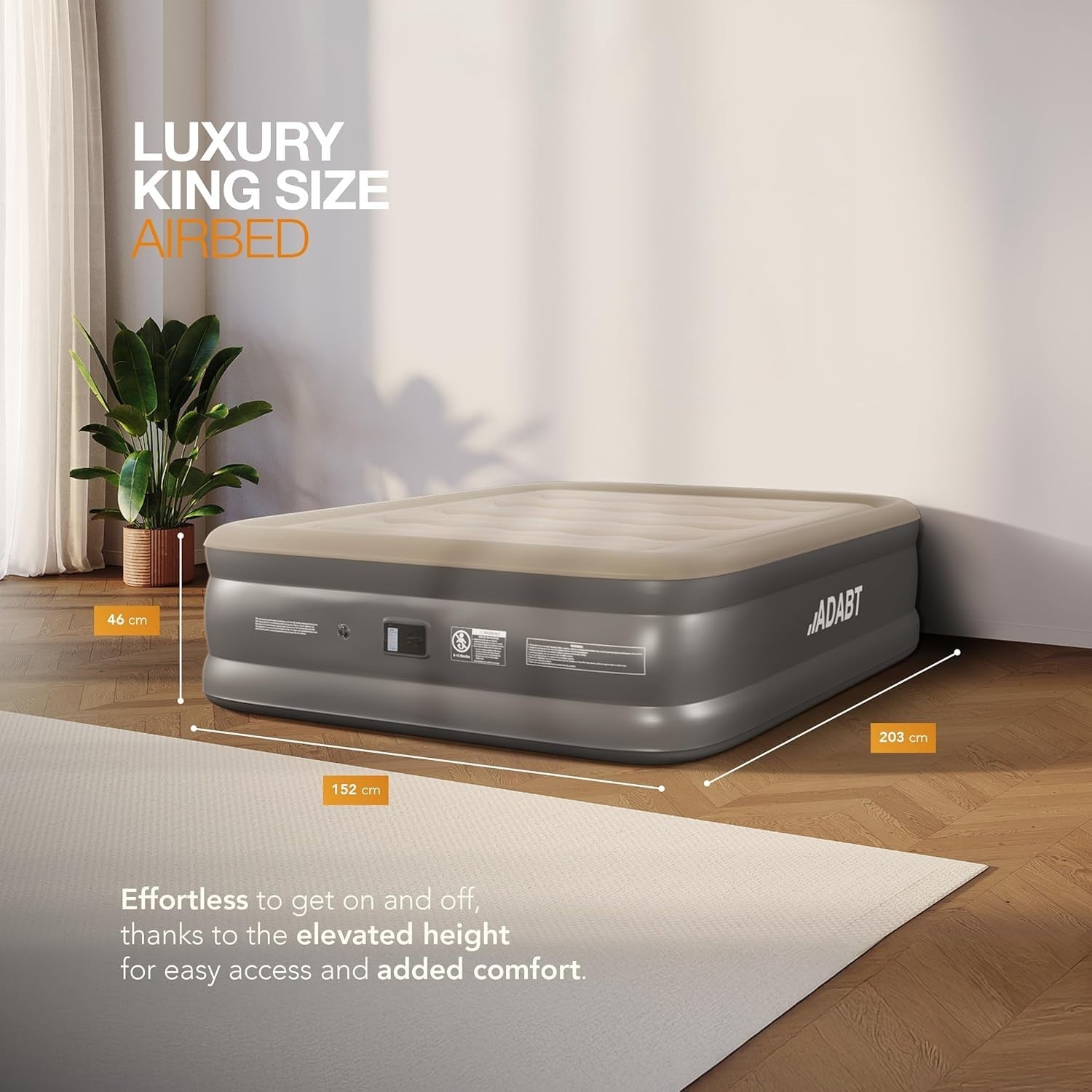 King Inflatable Air Mattress Built In Electric Pump High Raised Air Grey Bed