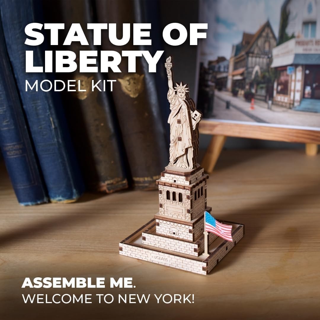 3D Wooden Statue of Liberty Puzzle Kit - Detailed Model Building Gift