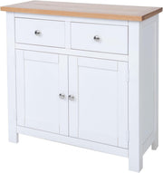 Oak Sideboard Cabinet with 2 Doors & 2 Drawers Kitchen Storage Buffet White