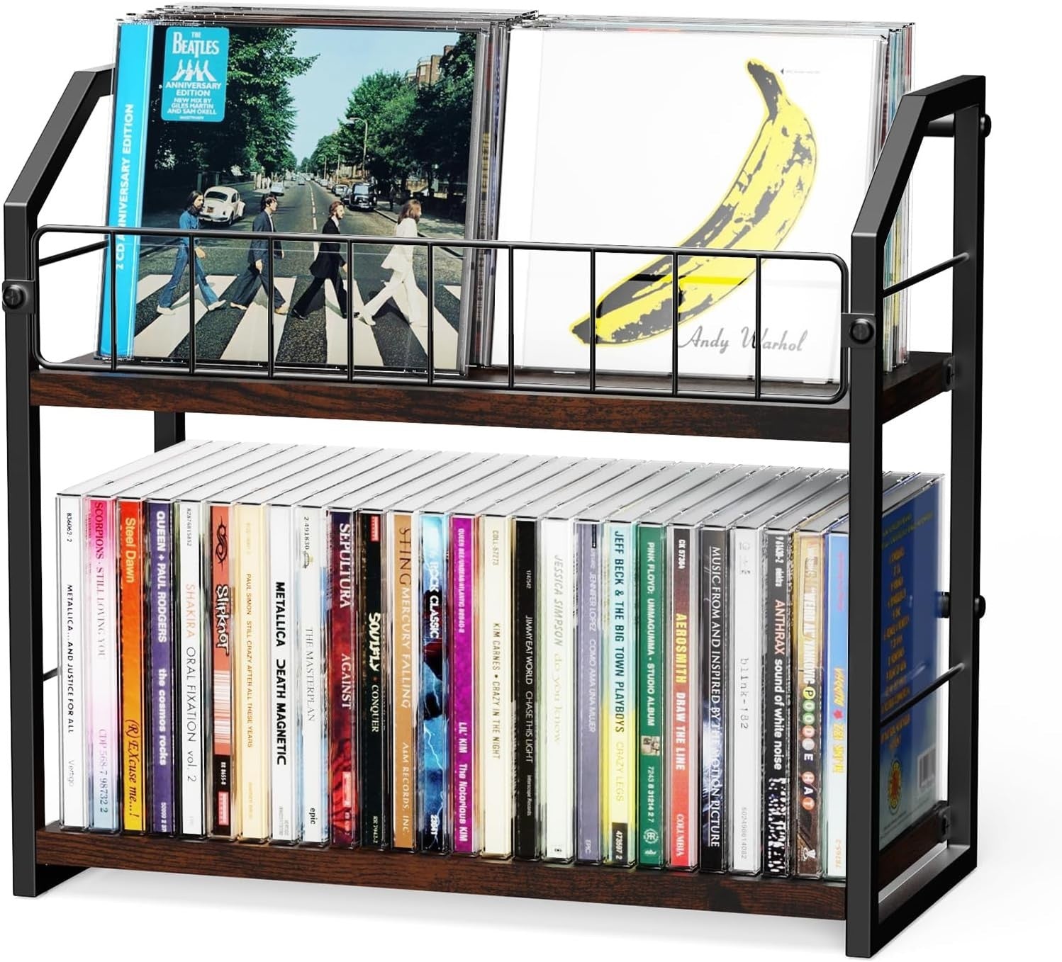 CD DVD Storage Rack 2 Tier Display Shelf Holds 60 Cases Desktop