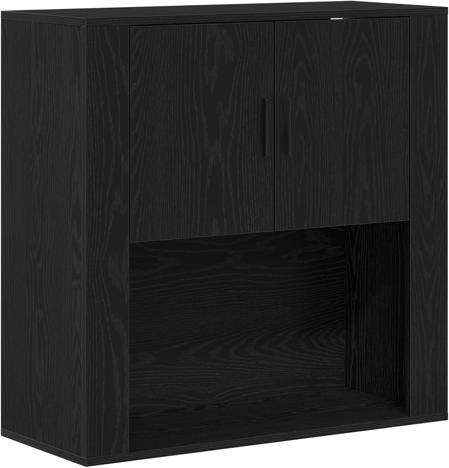 Wall-Mounted Black Oak Entryway Cabinet with Storage & Dust-Resistant Matte Fini