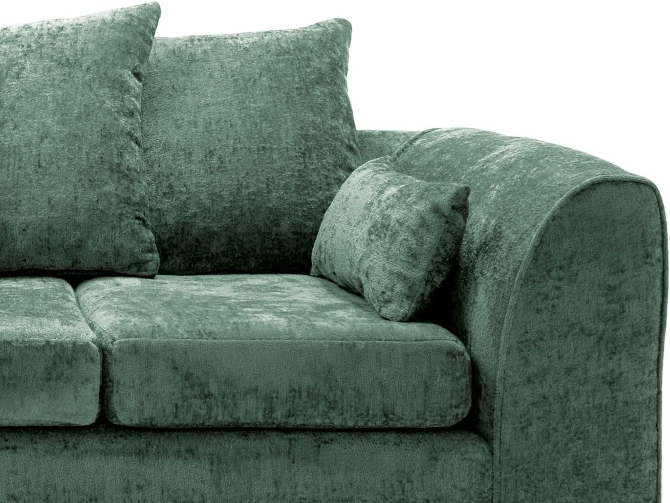 L-Shaped Rifle Green Corner Sofa 5-Seater Modern Crushed Chenille Couch