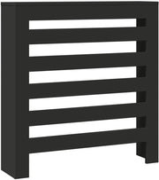 Black Radiator Cover Cabinet | Modern MDF Slatted Heater Shelf | 78x20x82cm